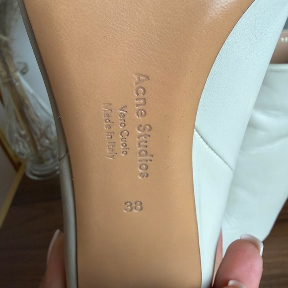 Acne Studios Off-White Leather Ankle Boots Sculptural Metallic Heel - Picture 11 of 15